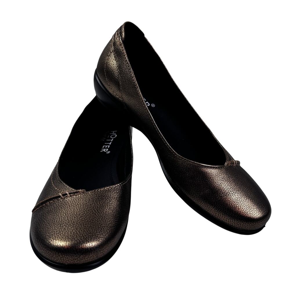 Hotter Dual Fit Robyn II Pebbled Leather Bronze/Gold Comfort Shoes Women's 6.5